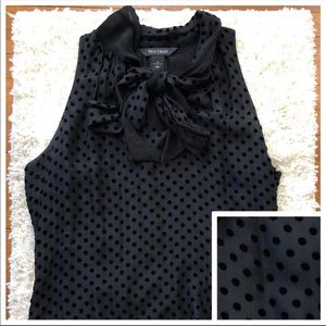 WHBM top with velvet polka dots